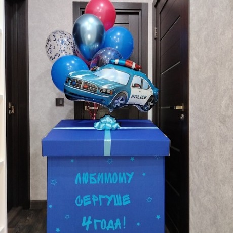 Коробка с воздушными шарами "Полиция"